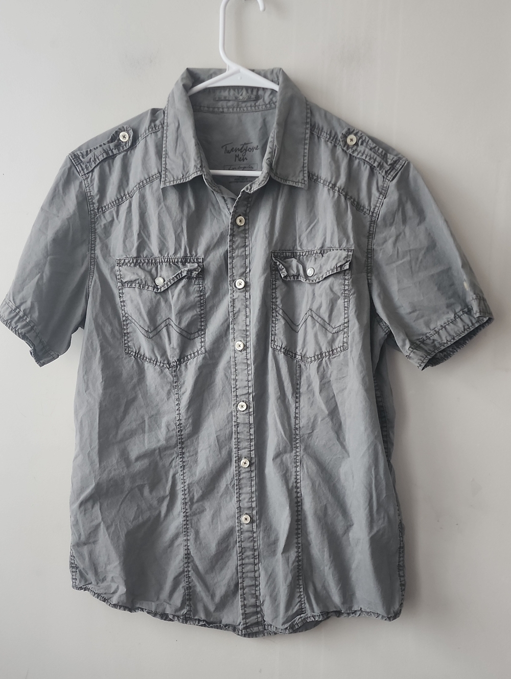 Short-Sleeve Casual Button-Down Shirt - Gray
